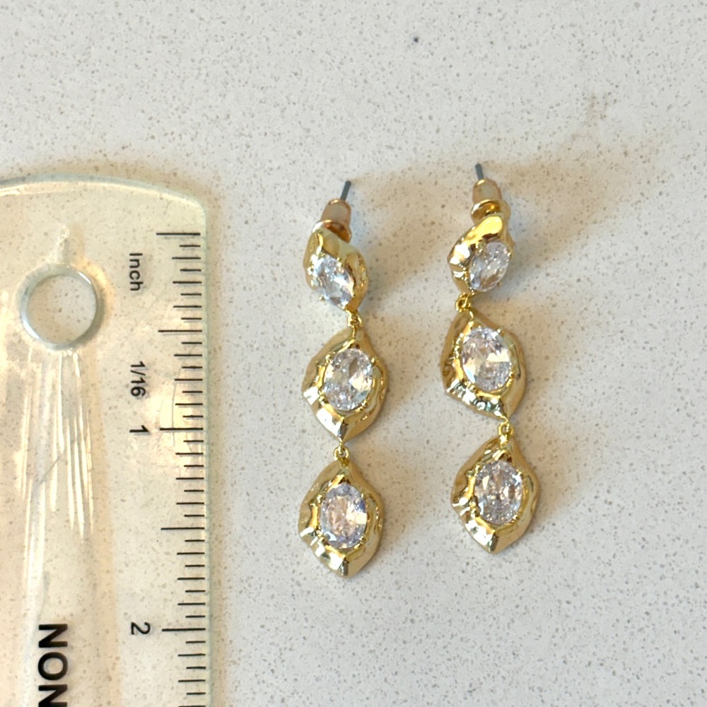 Anthropologie Gold Crystal Earrings